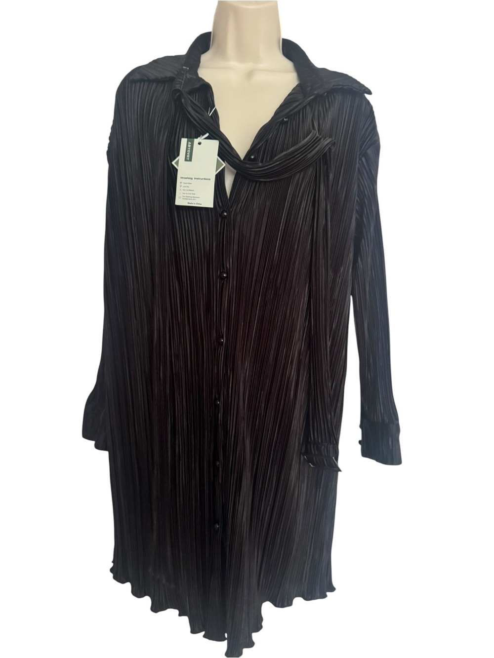 Abyovrt Shirt Dress Women's Belted Size Medium Black NWT